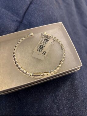 Sterling Silver Twisted Cuff Bracelet - Silver